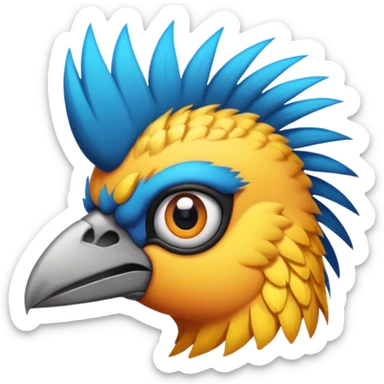 bird with piercings  and mohawk single vibrant colour  two eyes sticker