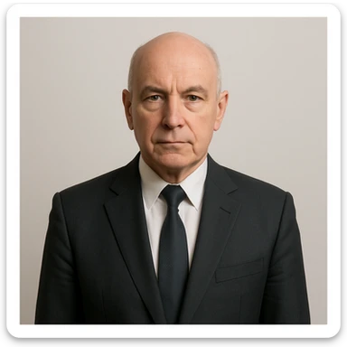 old bald professional man, business attire, neutral expression, clean background sticker