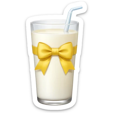 Glass of milk with a yellow bow wrapped around the glass  sticker