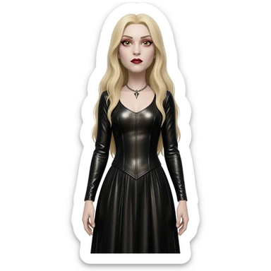 The Bride of Dracula from Universal Monsters with long blonde hair, black metallic long dress sticker