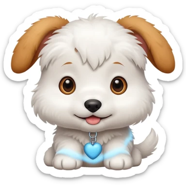 cute cartoon white puppy sticker
