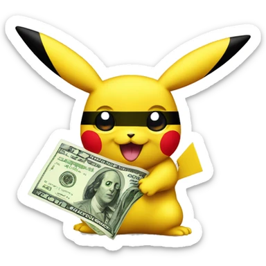 Pikachu with dollar sender toy sticker