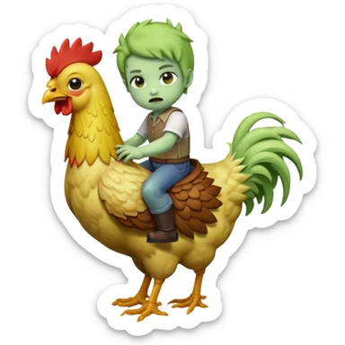 baby zombie riding a chicken, chicken jockey, inspired by Minecraft sticker