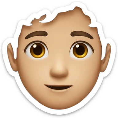 Boy with brown hair and birthmark on a right cheek sticker