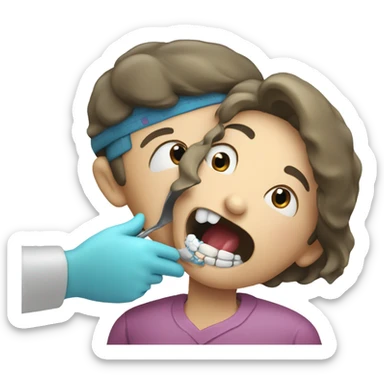 a dentist treats a woman's teeth sticker