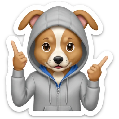 Dog wearing a hoodie flipping off the camera sticker