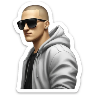 DJ Snake serious attitude wearing a BLACK hoodie showing a punch hand sticker