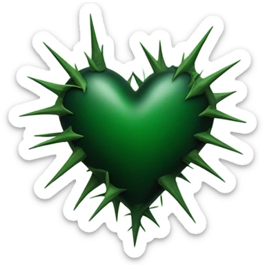 Black heart with green thorns wrapped around it sticker