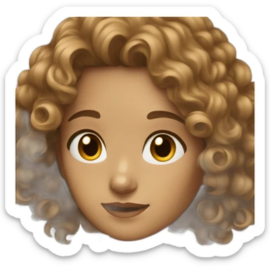 Young lady with light brown curly hair and dark eyes sticker