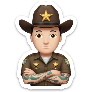 sheriff no face tattoos with tatttoos only on his arms  sticker