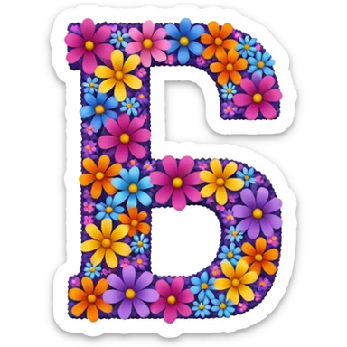 bold number 7 shape formed and filled by dense layer of different flowers sticker