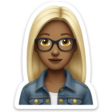 Girl wearing jeans with glares sticker