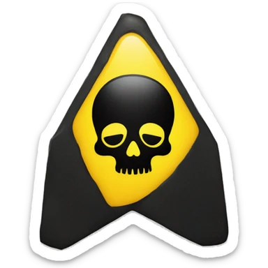 Black skull sign in the middle of a yellow triangle sticker
