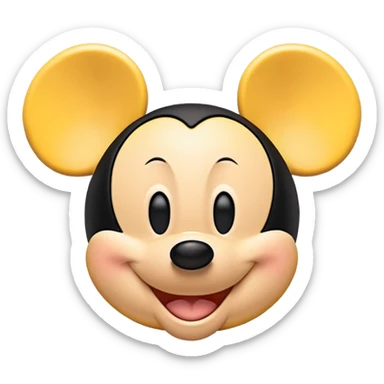 yellow circle with disney mickey ears smiling sticker