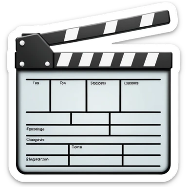 ultra simple film slate outline, black line drawing only, no fill or shading, just essential outlines of a clapperboard sticker