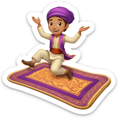 Person riding carpet sticker