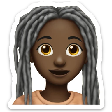Pretty darkskin black girl with long dreads and a nose ring eating a honeybun sticker