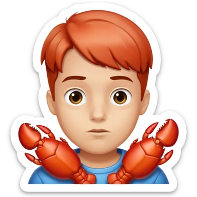 A boy with lobster claws  sticker