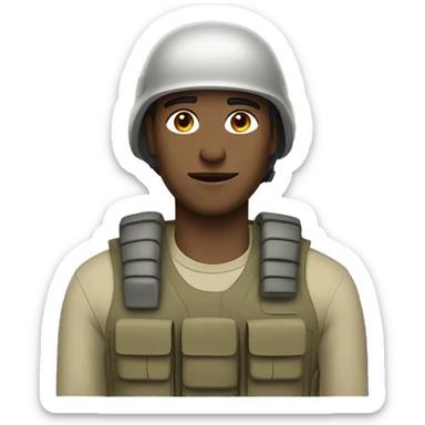 operator dressed in khaki color with a milatary helmet, without glasses, without headset, preferably male sticker