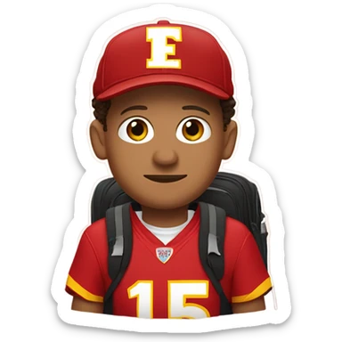 Patrick Mahomes with a backpack  sticker