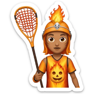 person made of fire holding a lacrosse stick to indicate that the lacrosse athlete is “on fire” sticker