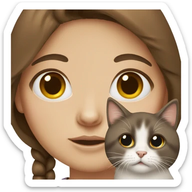 brown hair and black eye girl with ragdoll cat sticker