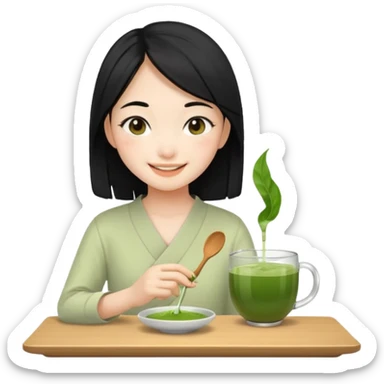 make an asian girl that loves matcha sticker