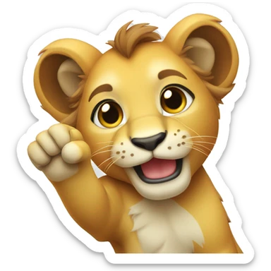 cute lion cub waving sticker
