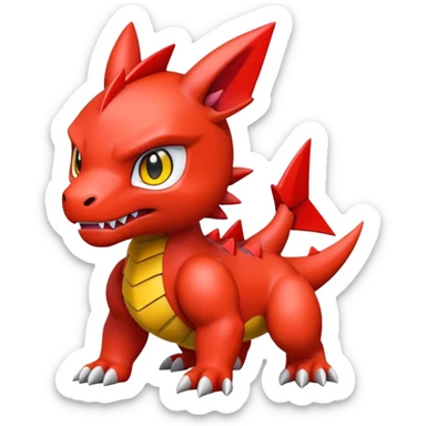 Cute Chibi Digimon-Guilmon-Tyrunt-hybrid (full body) sticker