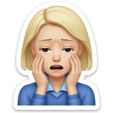 Sobbing face with hands on neck sticker