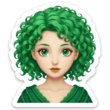 curly green haired fantasy woman sticker