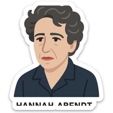 flat toon style portrait of Hannah Arendt with a neutral background sticker