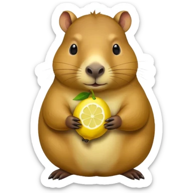 Capybara  holding  lemon sticker