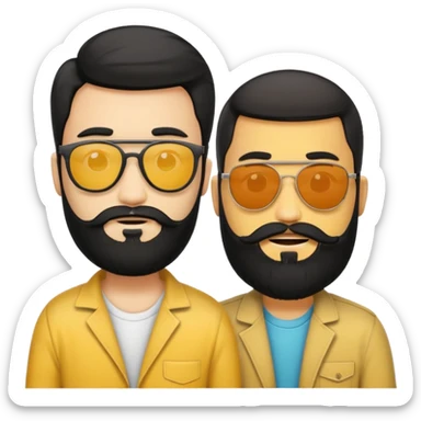 Van u make 2 cool young emojis with shades side by side, both have faded hair, one of them should also have faded beard. Beneath the faded beared emoji should have the initials WQ and the other PJ. black hair and beard sticker