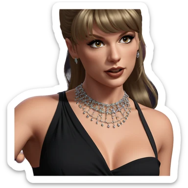 elegant girl in black dress sticker