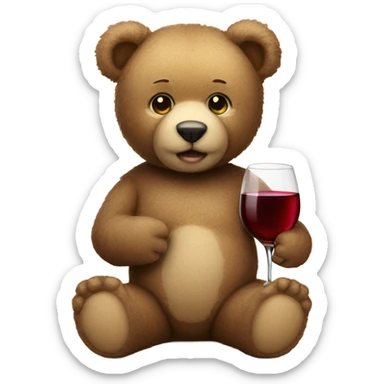Teddy Bear drinking a glass of wine sticker