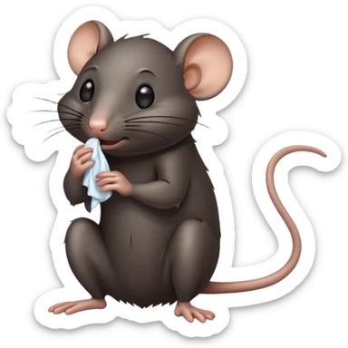 a black rat standing and wiping its sweaty face sticker