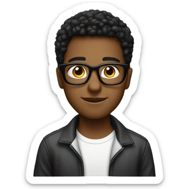 A 19 years boy with black spects sticker