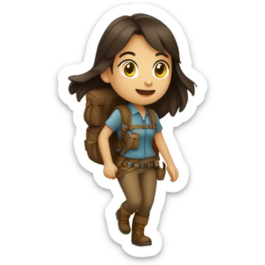 Brunette adventure girl goes on an adventure sticker