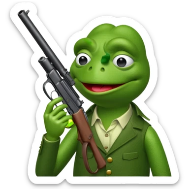 Kermit the Frog holding a gun while crying sticker