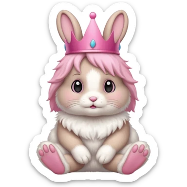 bunny with pink crown sticker