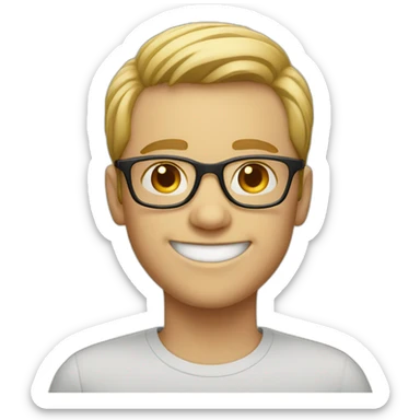 smiling white boy wearing glasses sticker