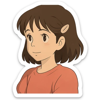 hairclip, ghibli style, gentle shading sticker