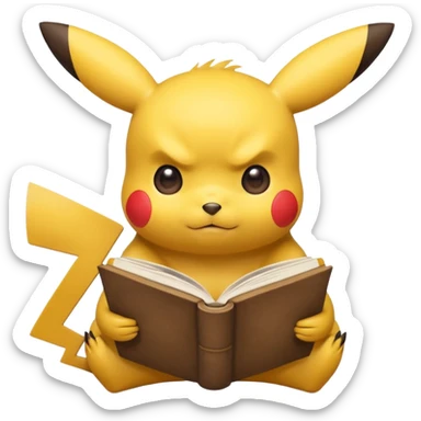 pikachu studying looking into book sweating sticker
