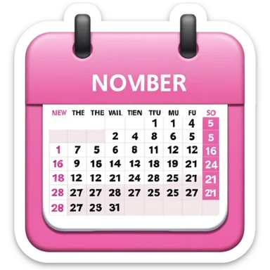 pink calendar of november 2025 in poppins text form sticker