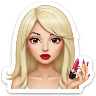 Sassy lady with long nails, lipstick, and a wig sticker