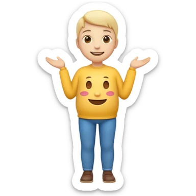 A 3D emoji in iOS emoji aesthetic style of a chubby full-body person standing upright, with round belly, soft features, and a cheerful smile. Glossy texture, bright lighting, minimal white background, friendly and expressive design. sticker