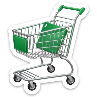 create empty shopping trolley emoji with green tone color sticker