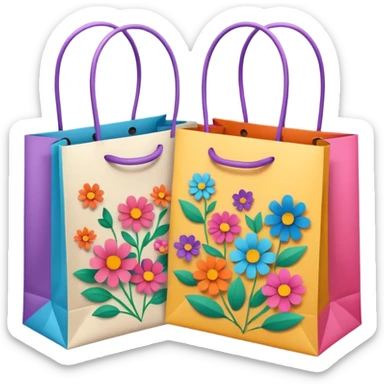 2 beautiful shopping bag with pattern sticker