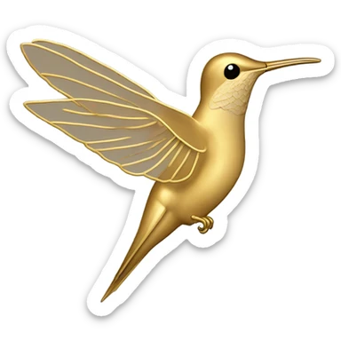 Sketch of a hummingbird in gold colour on a transparent background with thin lines without a face, only the outlines of the body sticker